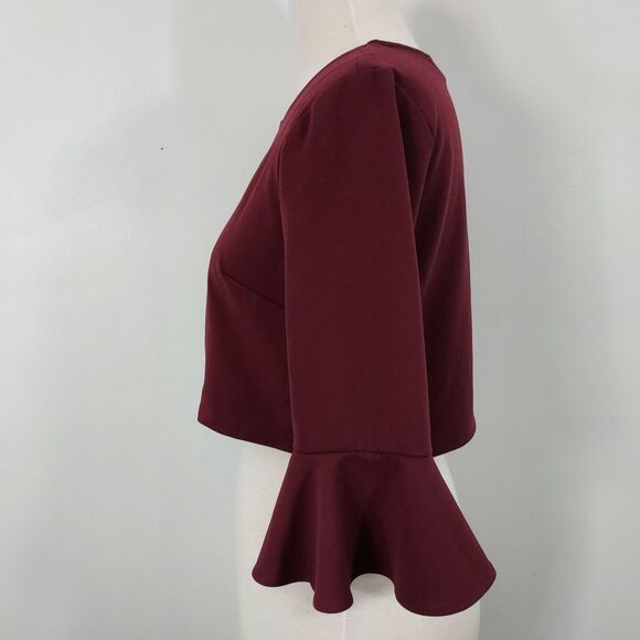 Perceptions New York Shrug Womens Size Small Stretch 3/4 Bell Sleeves Burgundy - Picture 4 of 12